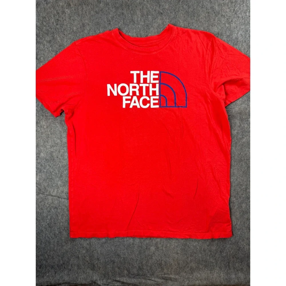 The North Face T-Shirt Men Large Red Cotton Graphic Tee Short Sleeve Outdoor